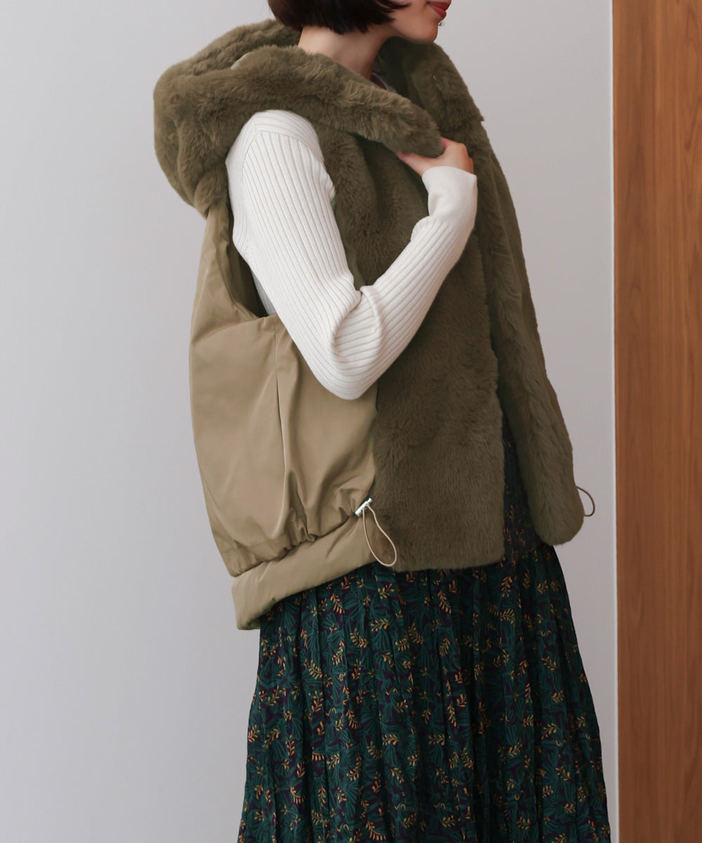 異素材MIXダウンファーベスト