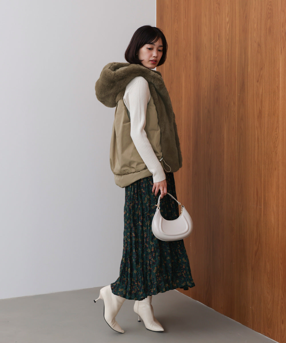 異素材MIXダウンファーベスト