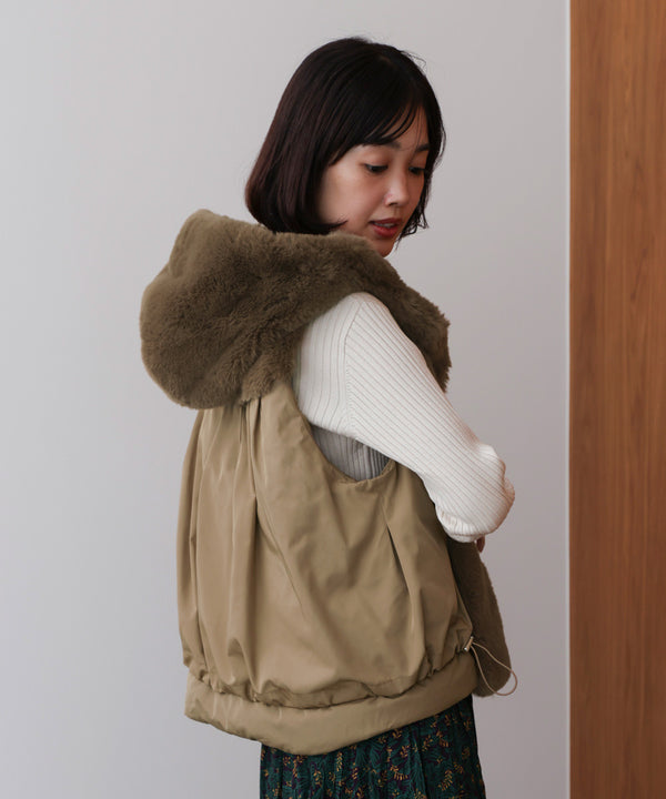 異素材MIXダウンファーベスト