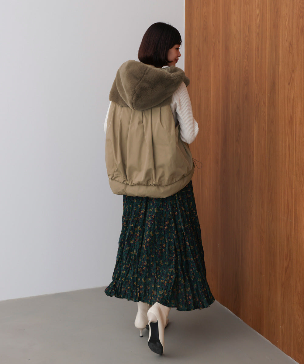 異素材MIXダウンファーベスト