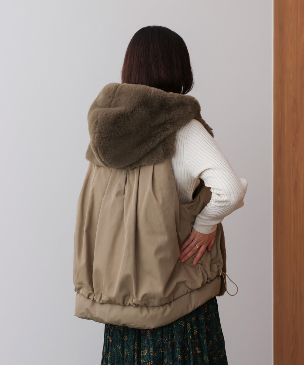 異素材MIXダウンファーベスト