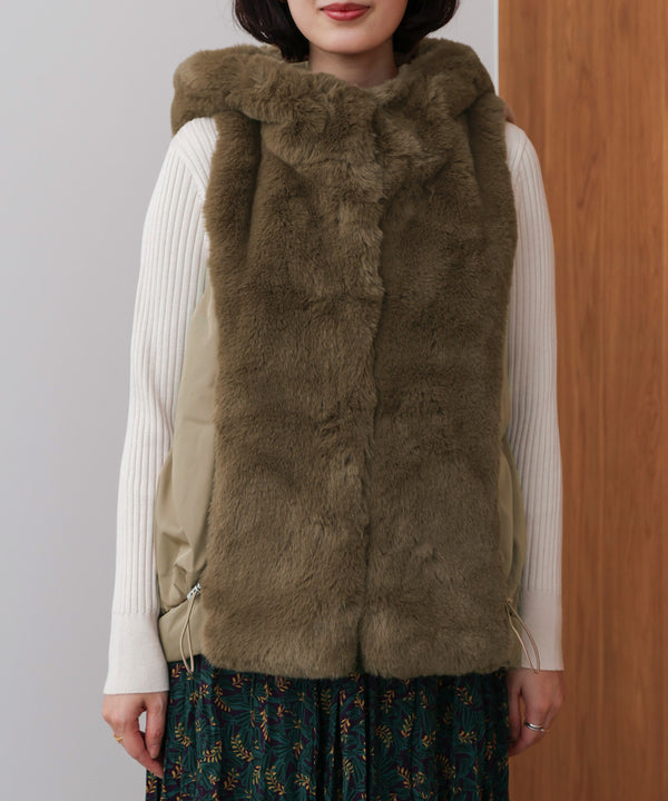 異素材MIXダウンファーベスト