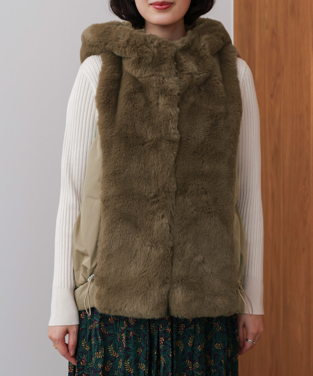 異素材MIXダウンファーベスト