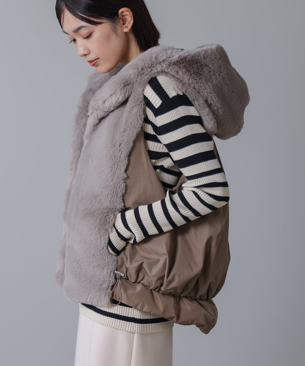 異素材MIXダウンファーベスト