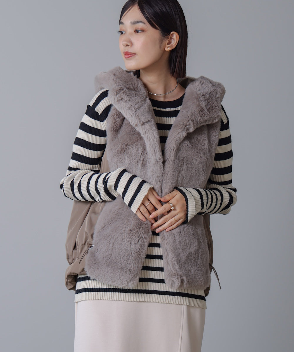 異素材MIXダウンファーベスト