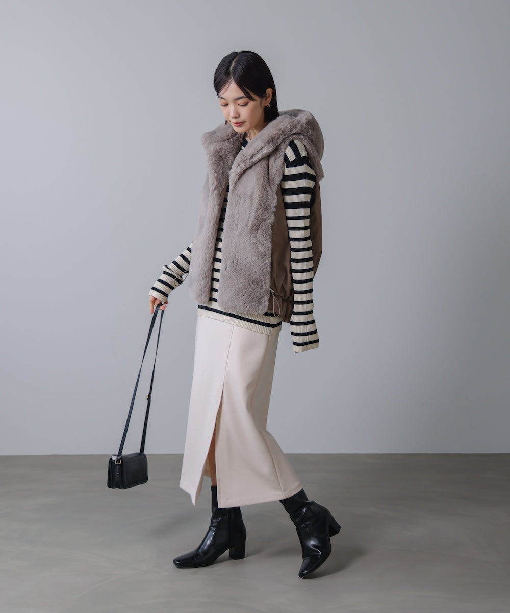 異素材MIXダウンファーベスト