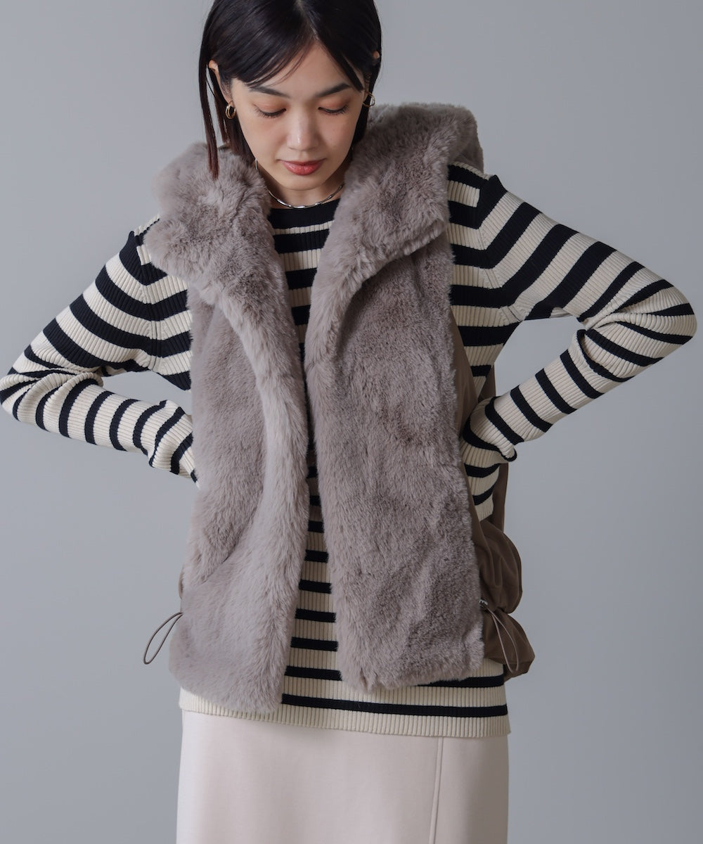 異素材MIXダウンファーベスト