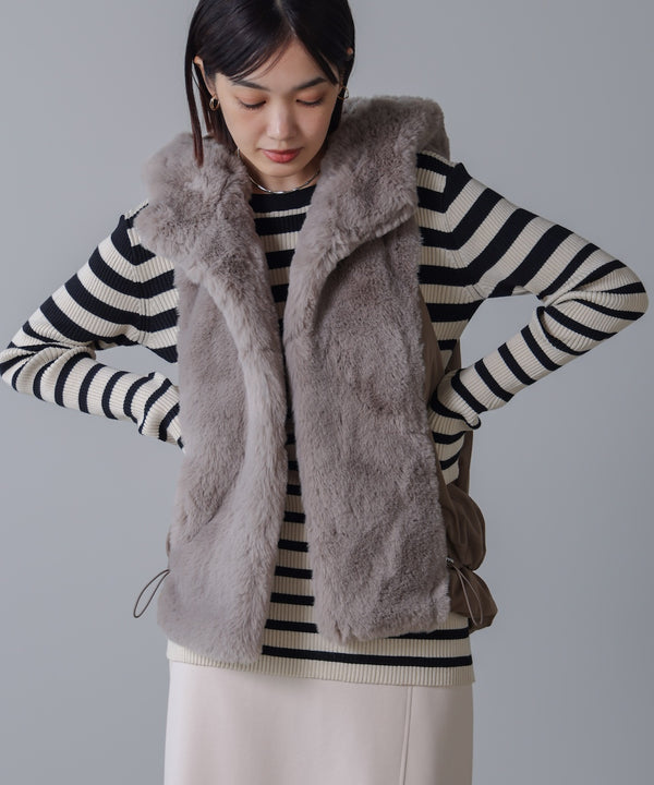 異素材MIXダウンファーベスト