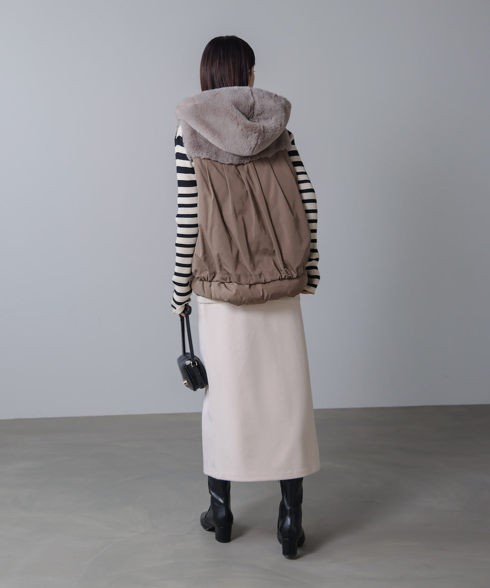 異素材MIXダウンファーベスト