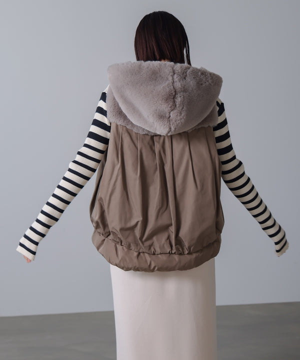 異素材MIXダウンファーベスト