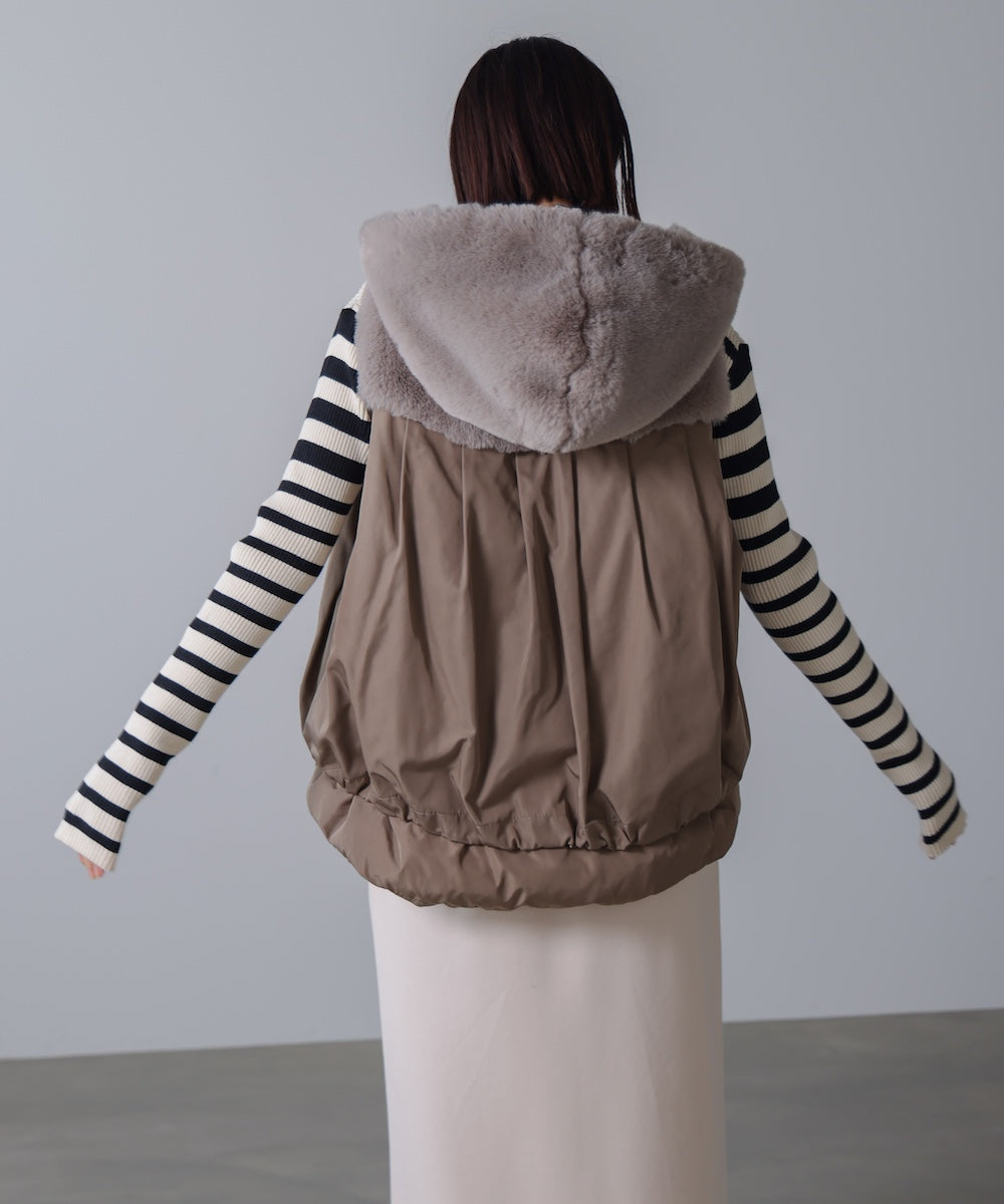 異素材MIXダウンファーベスト