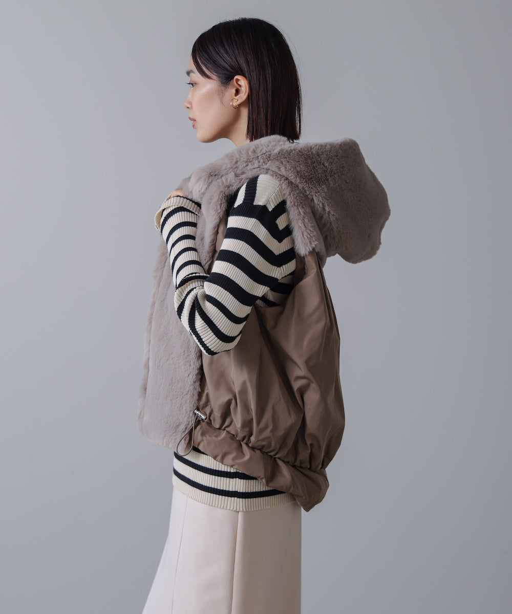 異素材MIXダウンファーベスト