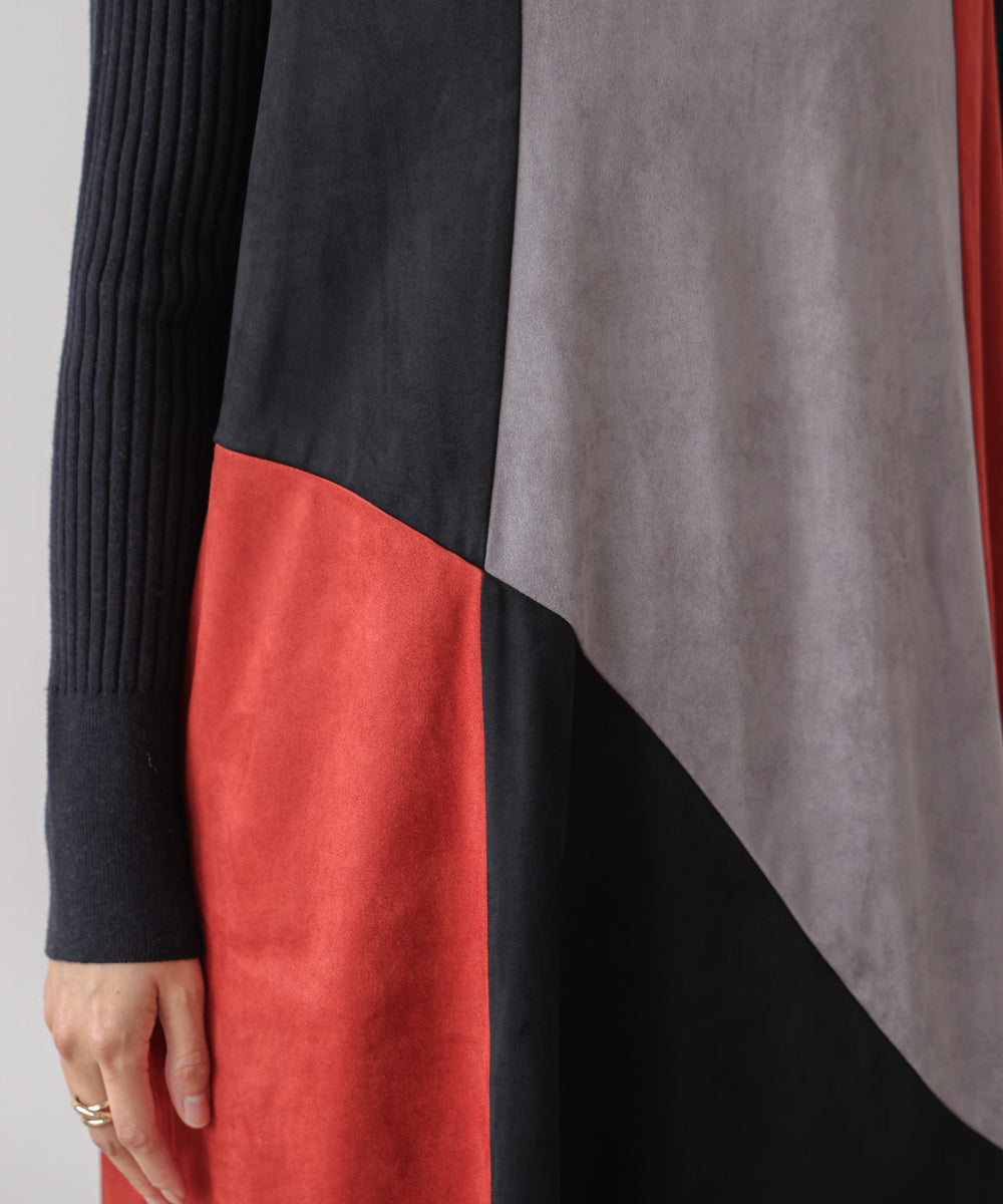 カラーブロックシルエットワンピース