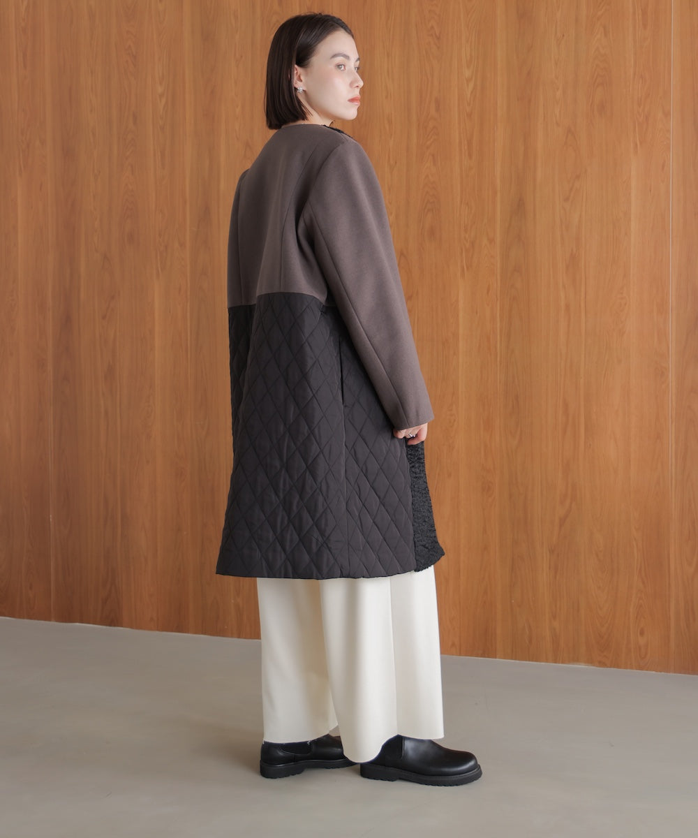 異素材配色コート