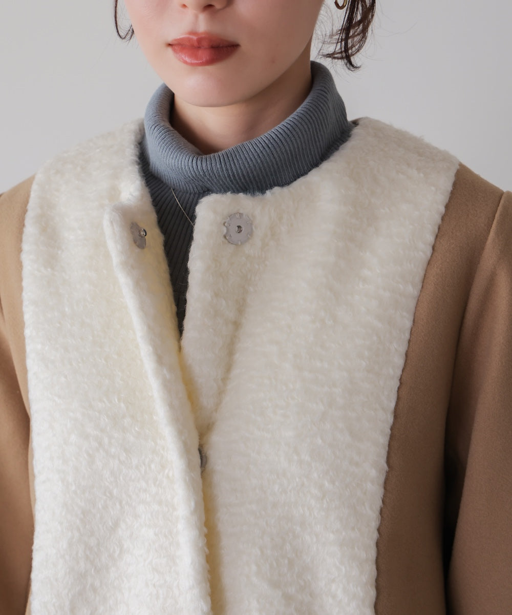 異素材配色コート