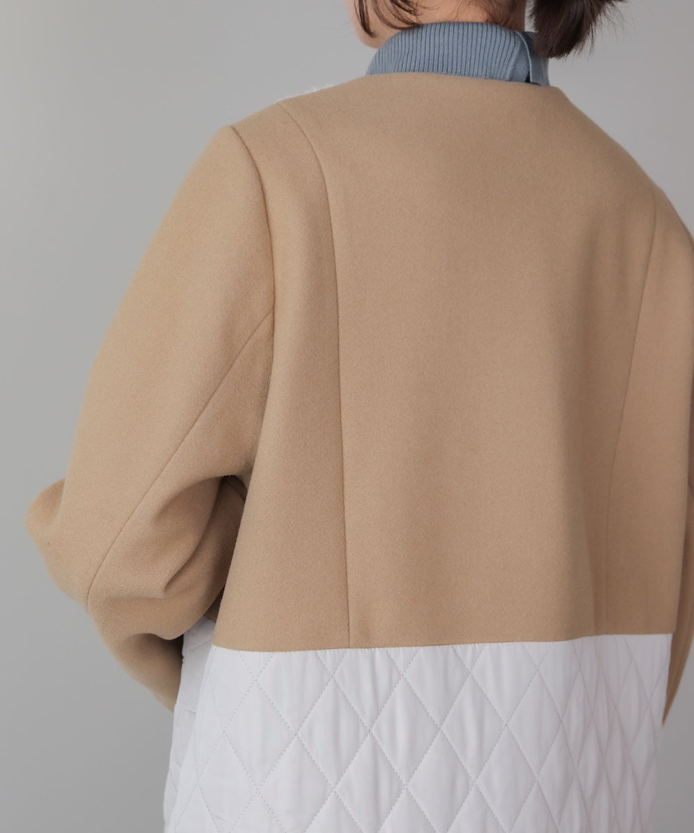 異素材配色コート