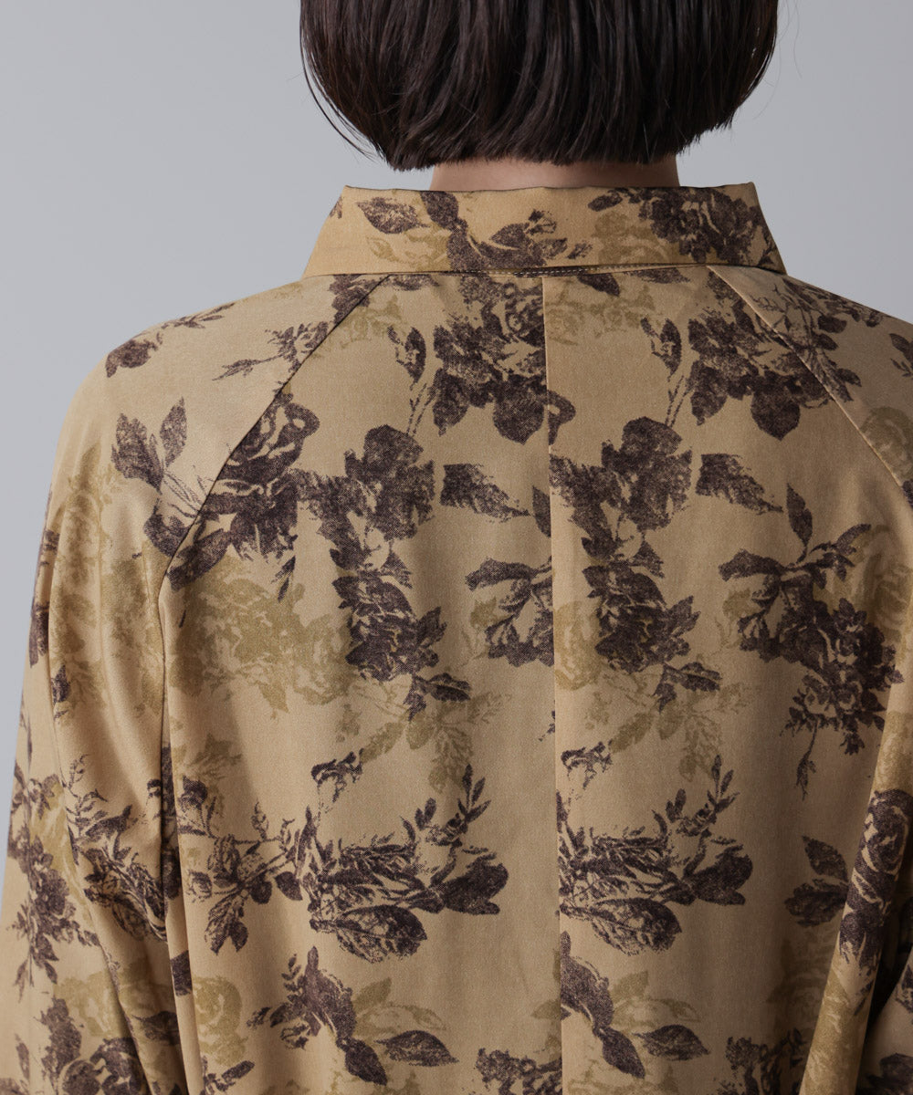 フロントフリル花柄ワンピース