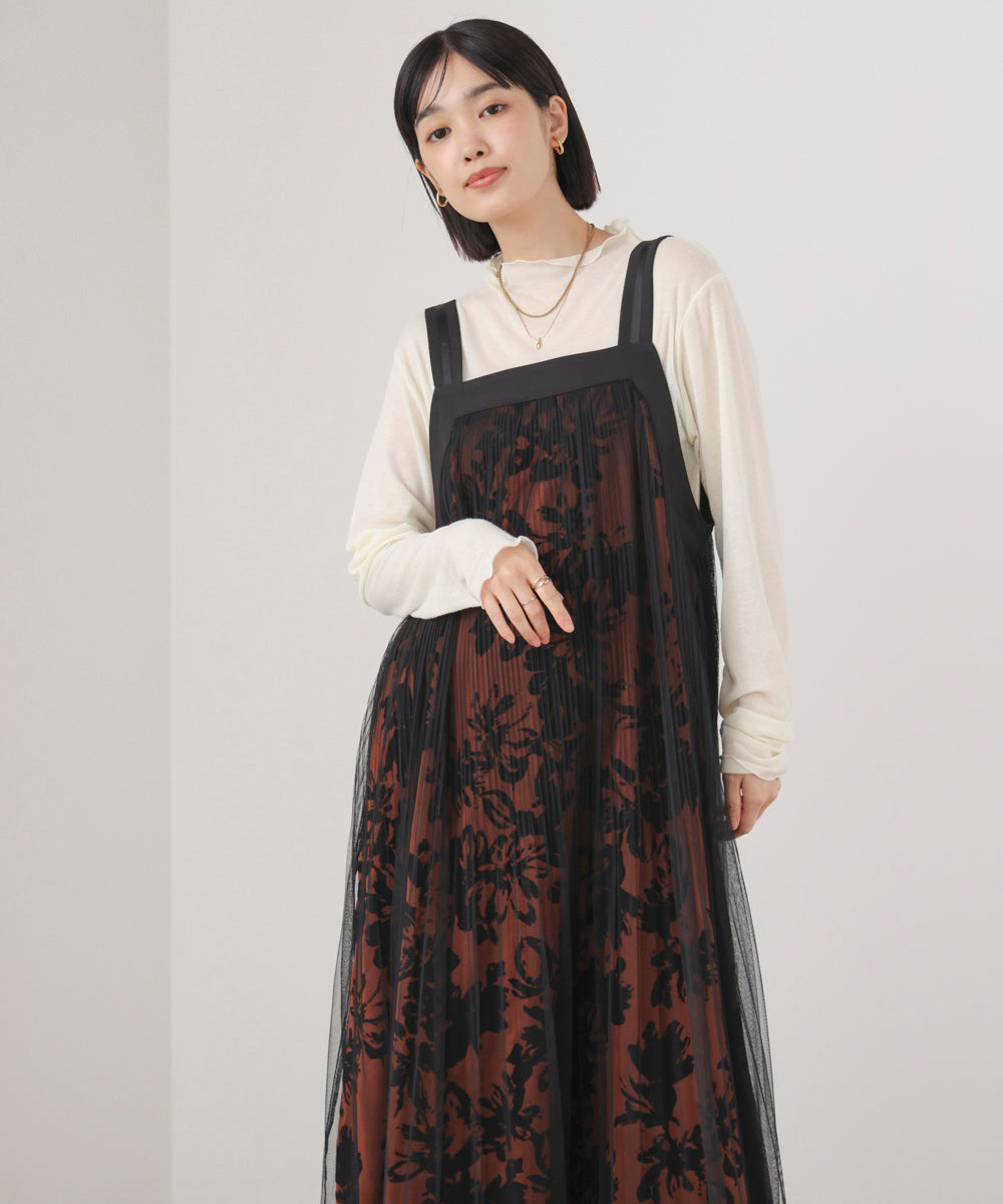 フロッキー花柄ジャンパースカート