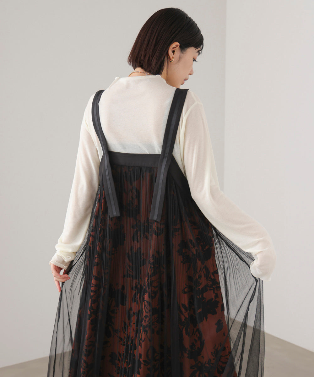 フロッキー花柄ジャンパースカート