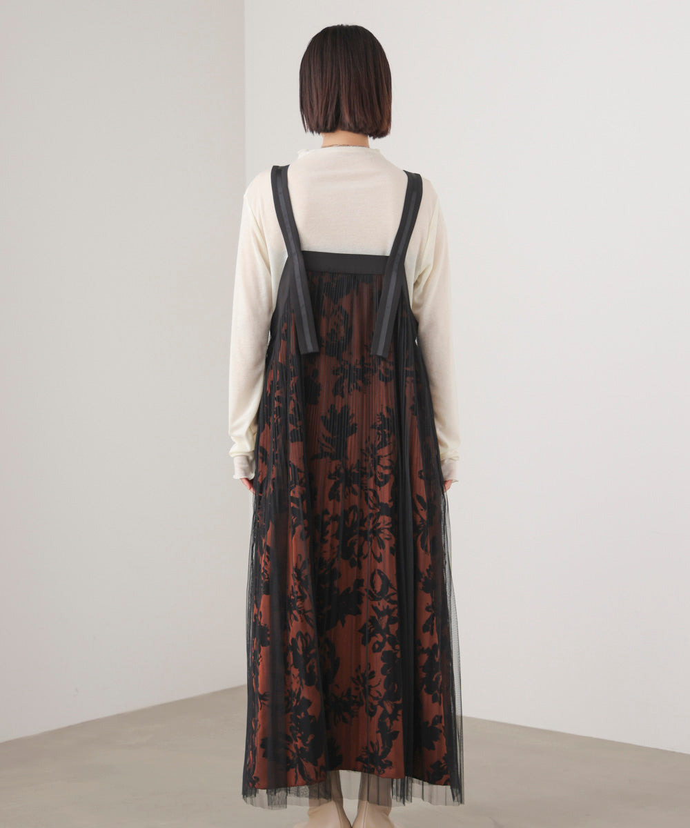 フロッキー花柄ジャンパースカート