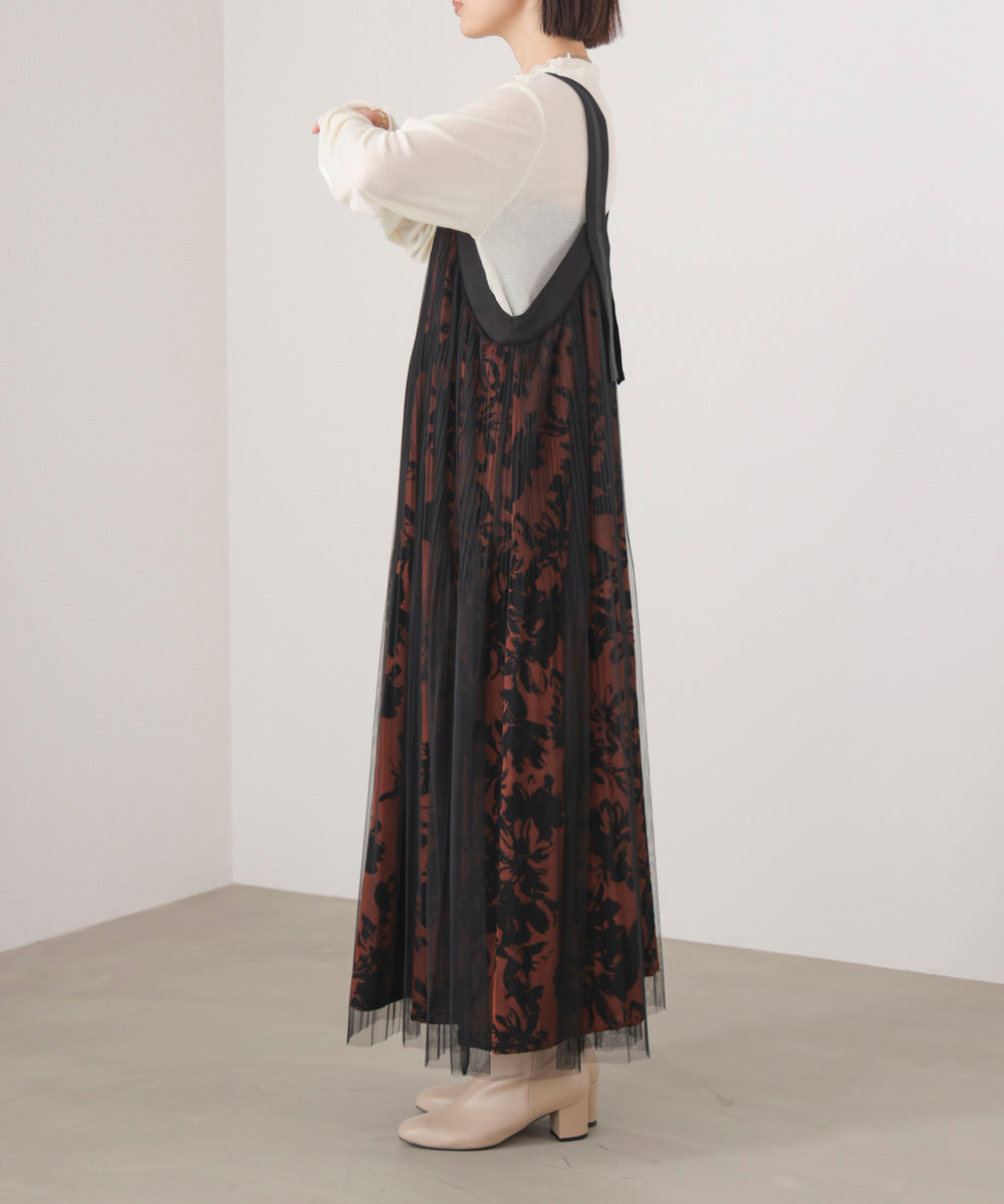 フロッキー花柄ジャンパースカート