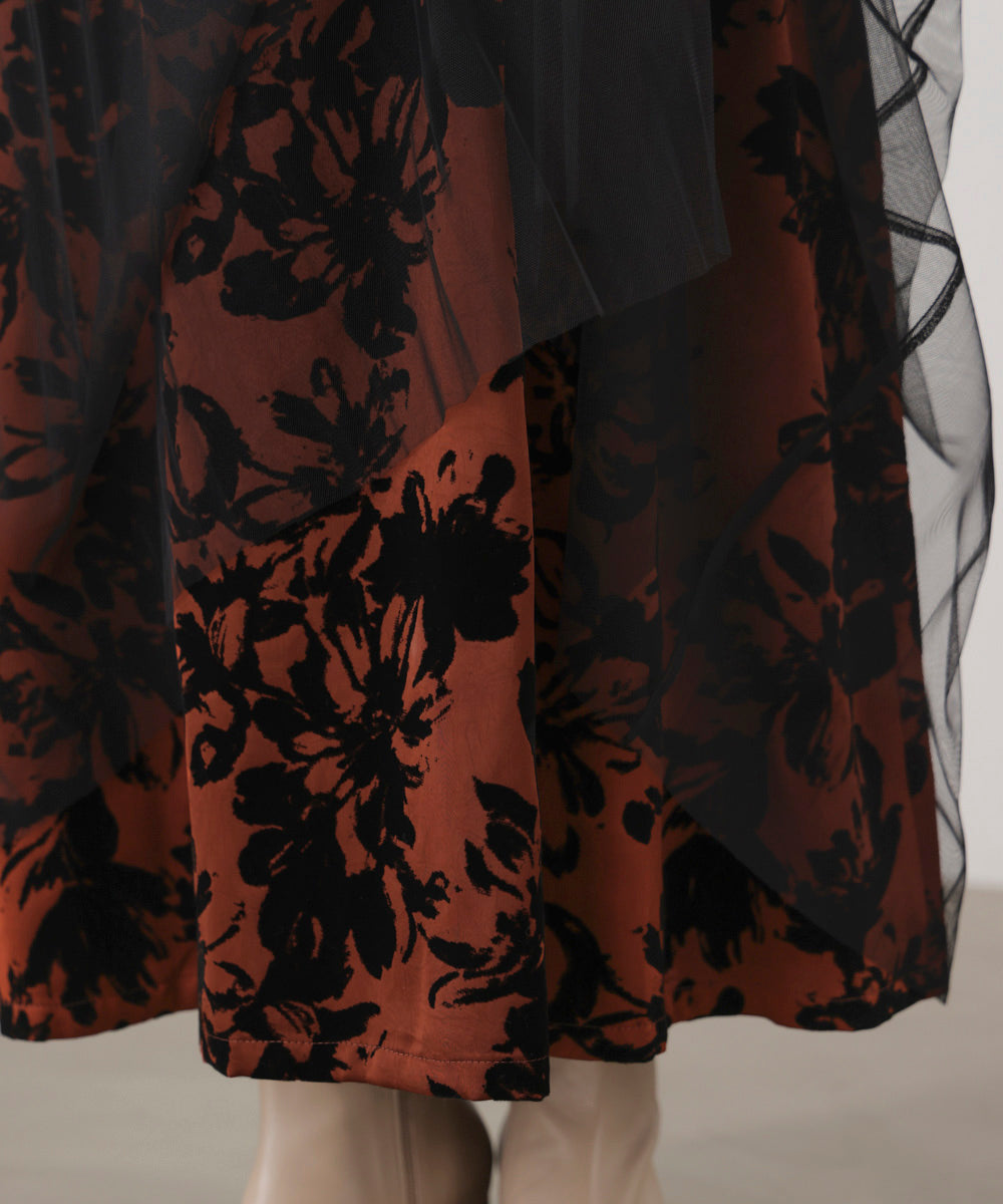 フロッキー花柄ジャンパースカート