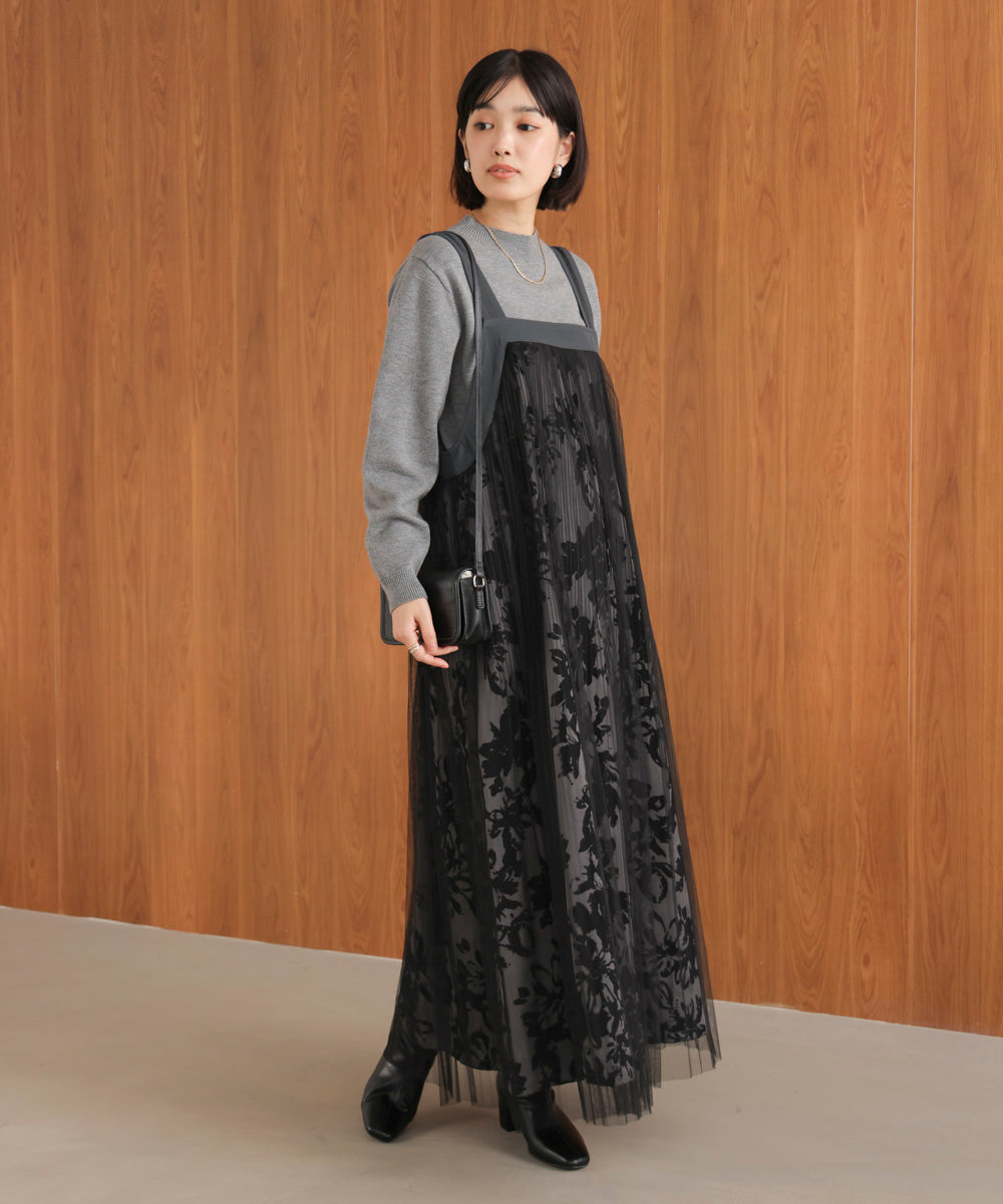 フロッキー花柄ジャンパースカート