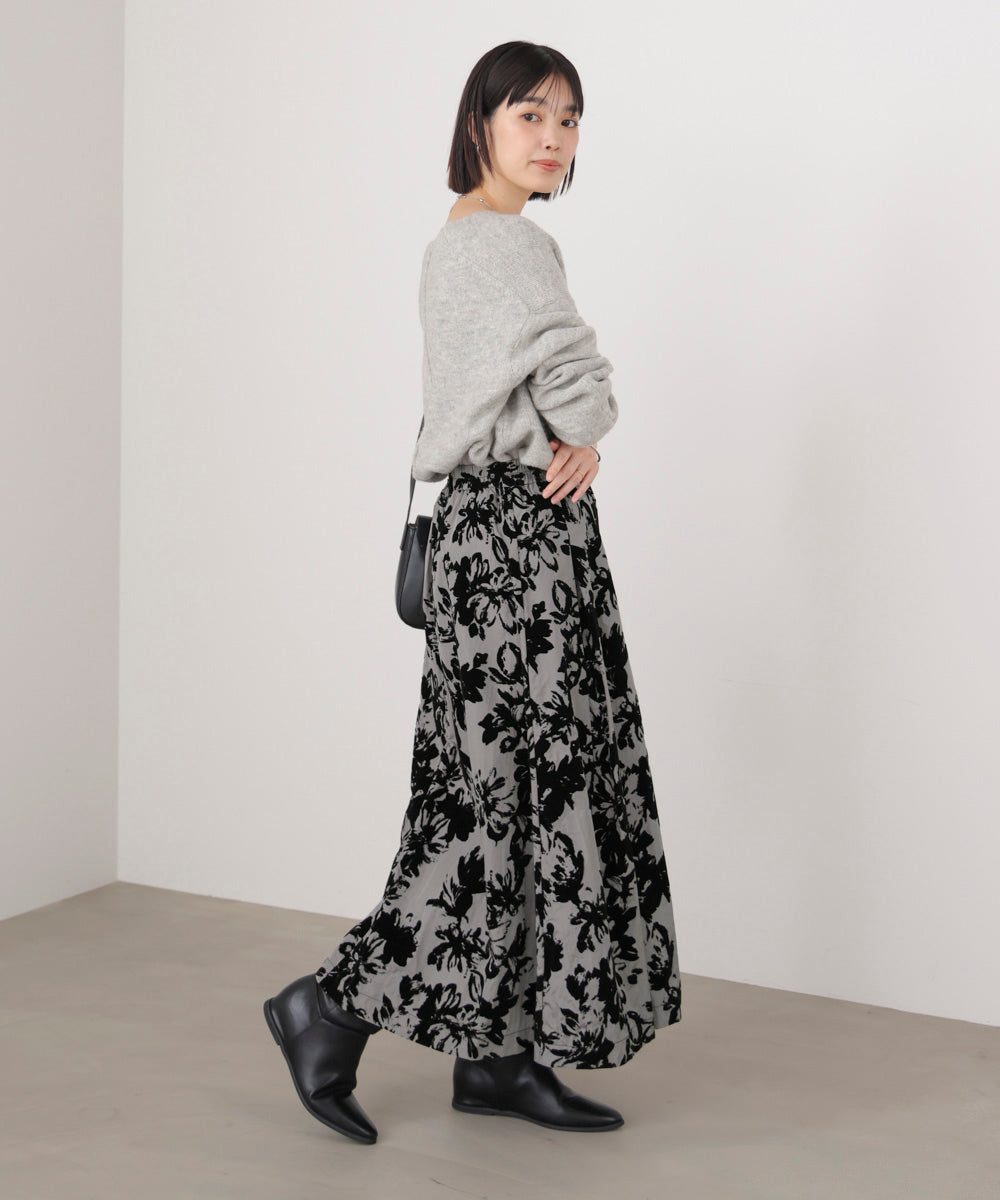 フロッキー花柄スカート