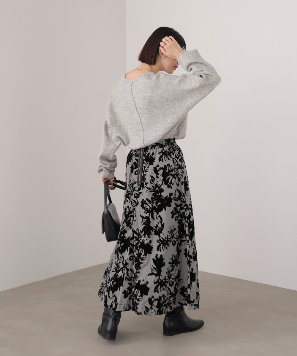 フロッキー花柄スカート