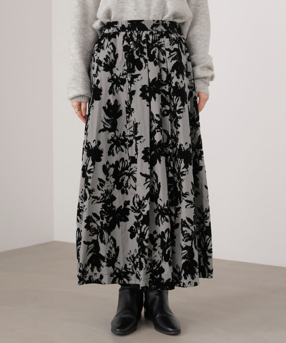 フロッキー花柄スカート