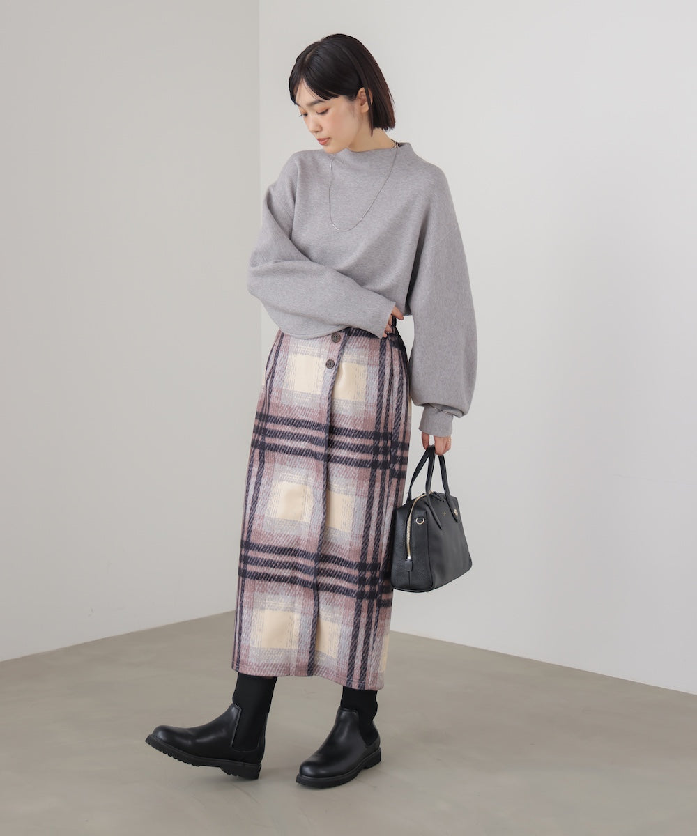 袖バルーンジャガードニットプルオーバー