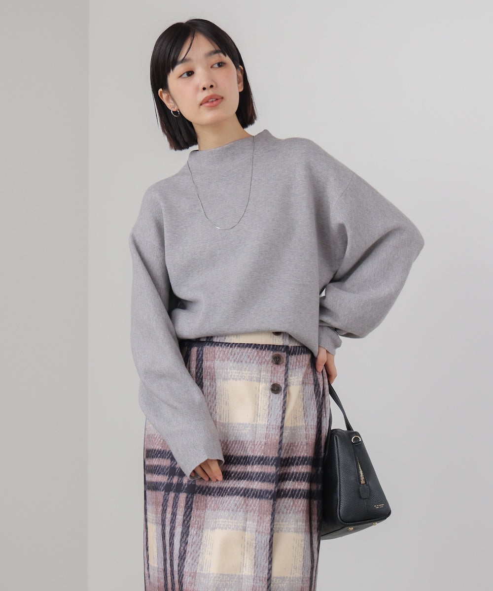 袖バルーンジャガードニットプルオーバー