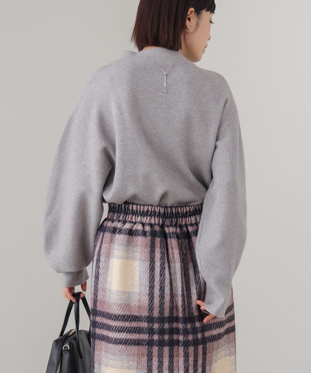 袖バルーンジャガードニットプルオーバー