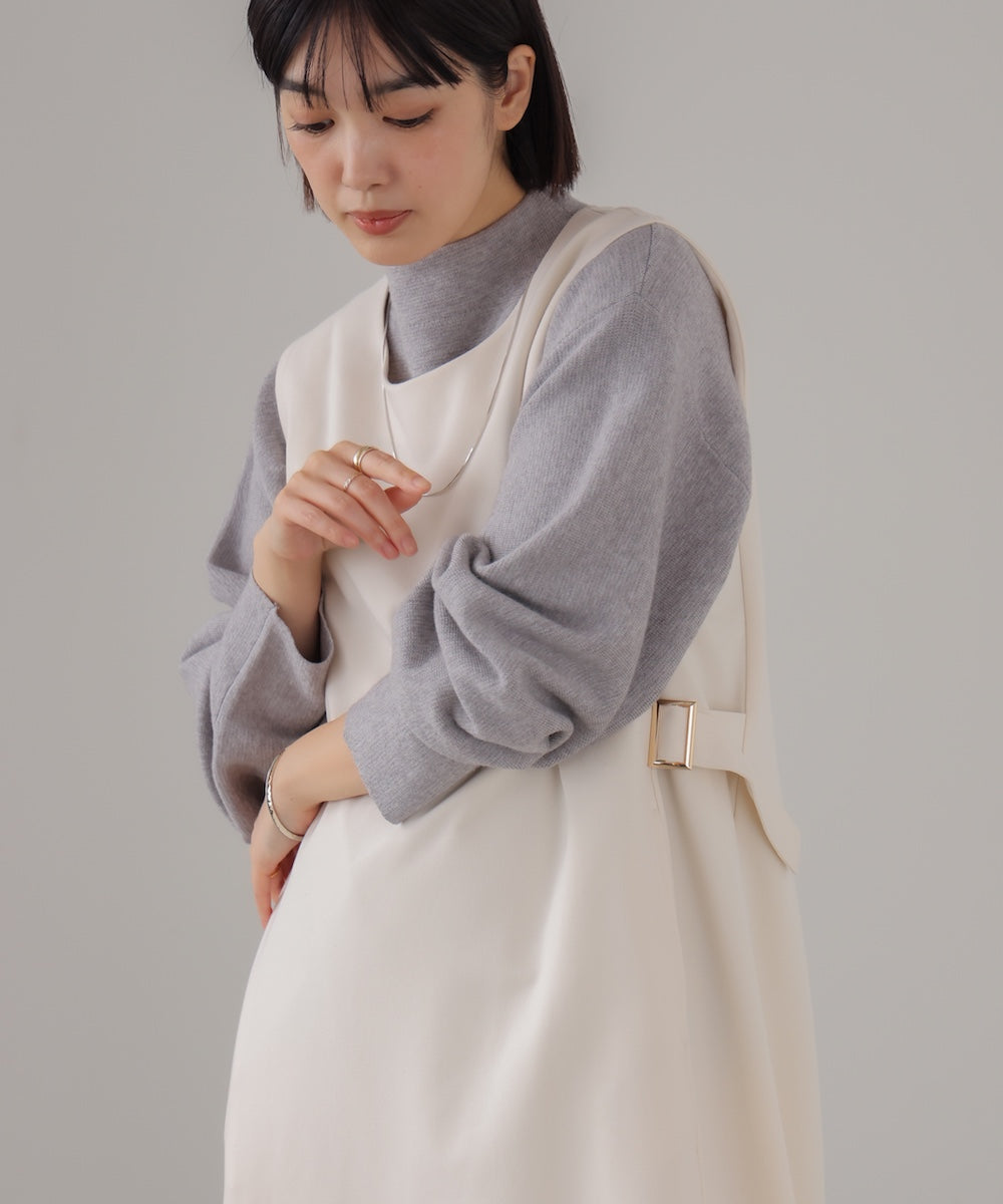 袖バルーンジャガードニットプルオーバー