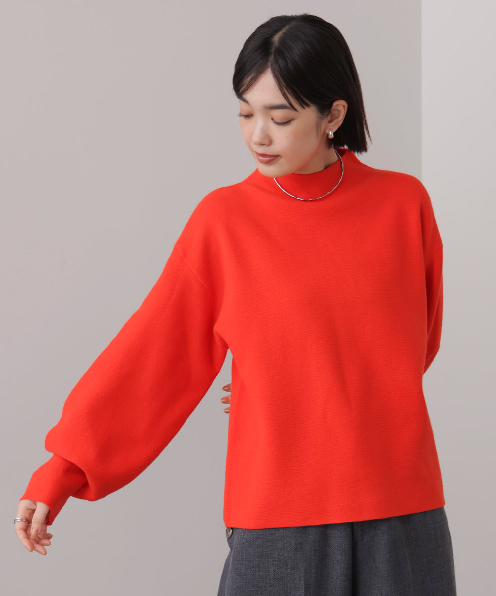 袖バルーンジャガードニットプルオーバー