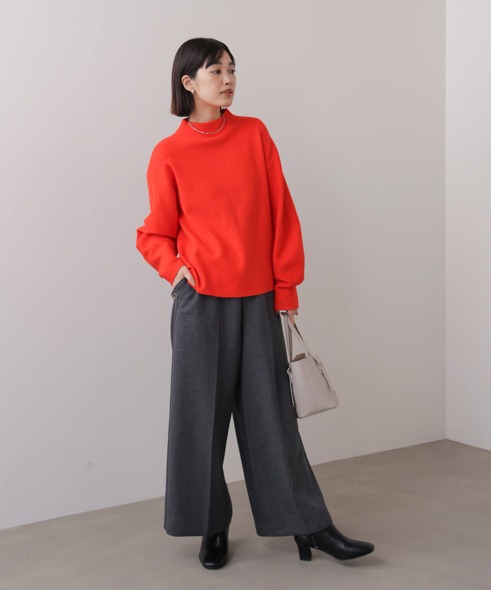 袖バルーンジャガードニットプルオーバー