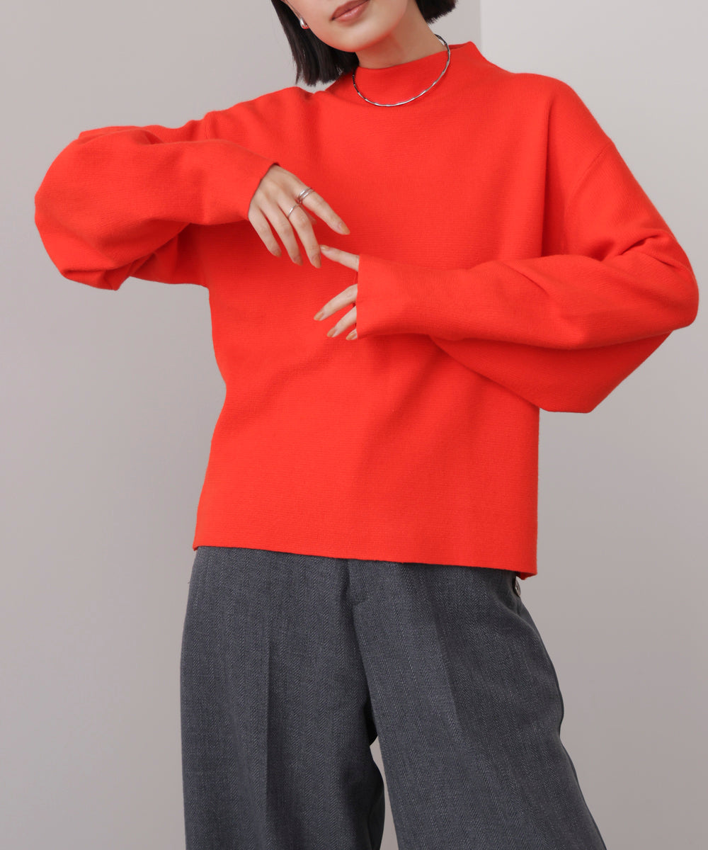 袖バルーンジャガードニットプルオーバー