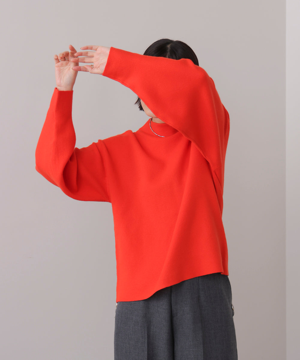 袖バルーンジャガードニットプルオーバー