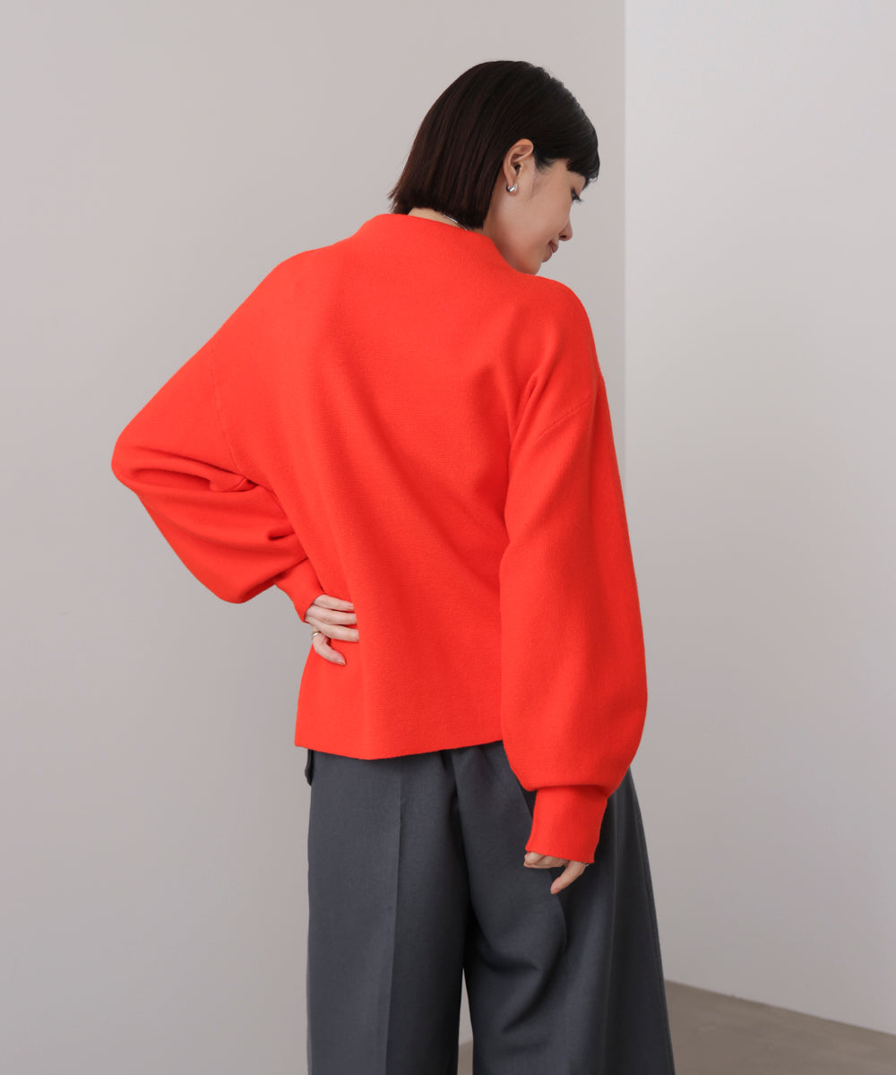 袖バルーンジャガードニットプルオーバー