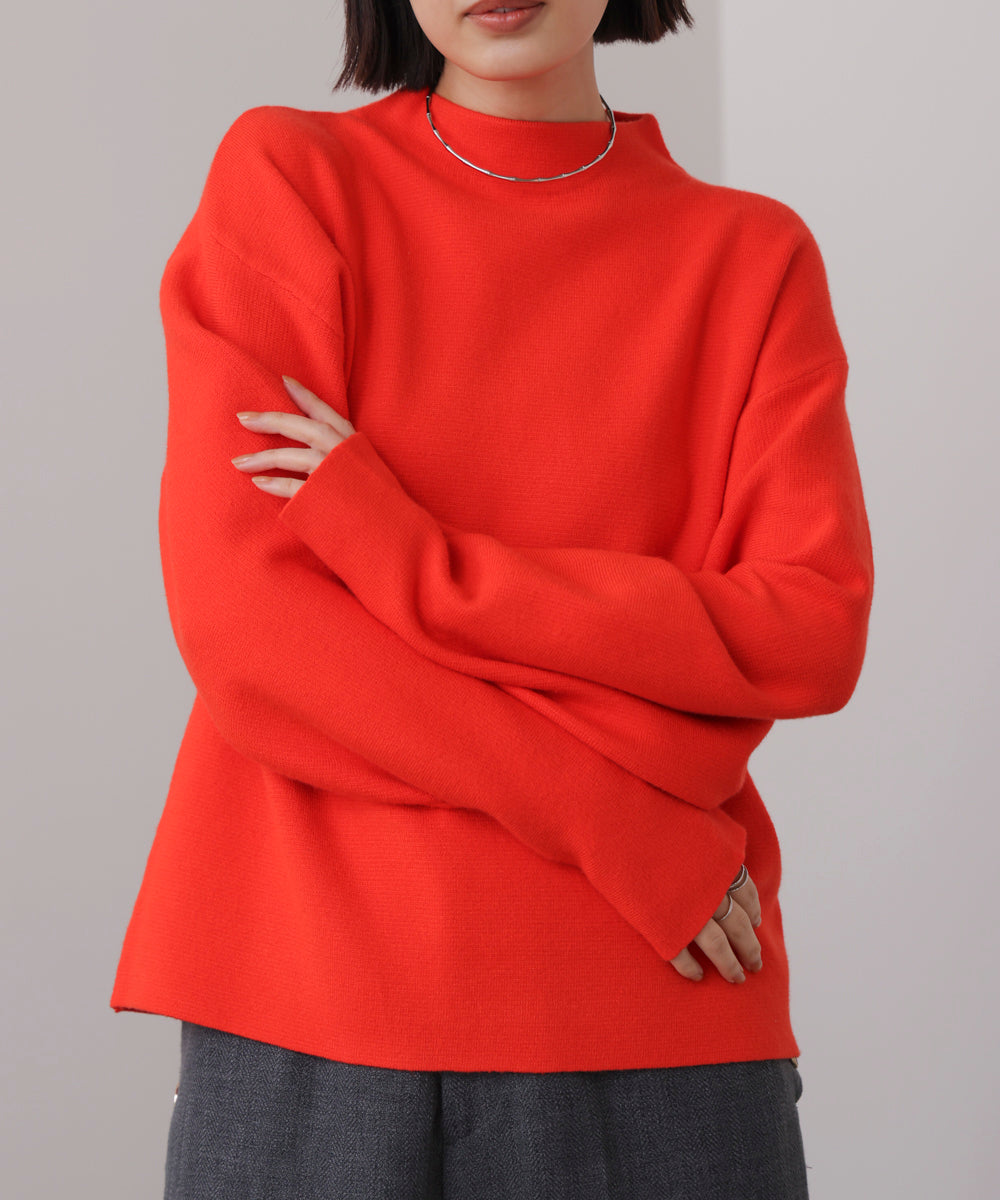 袖バルーンジャガードニットプルオーバー