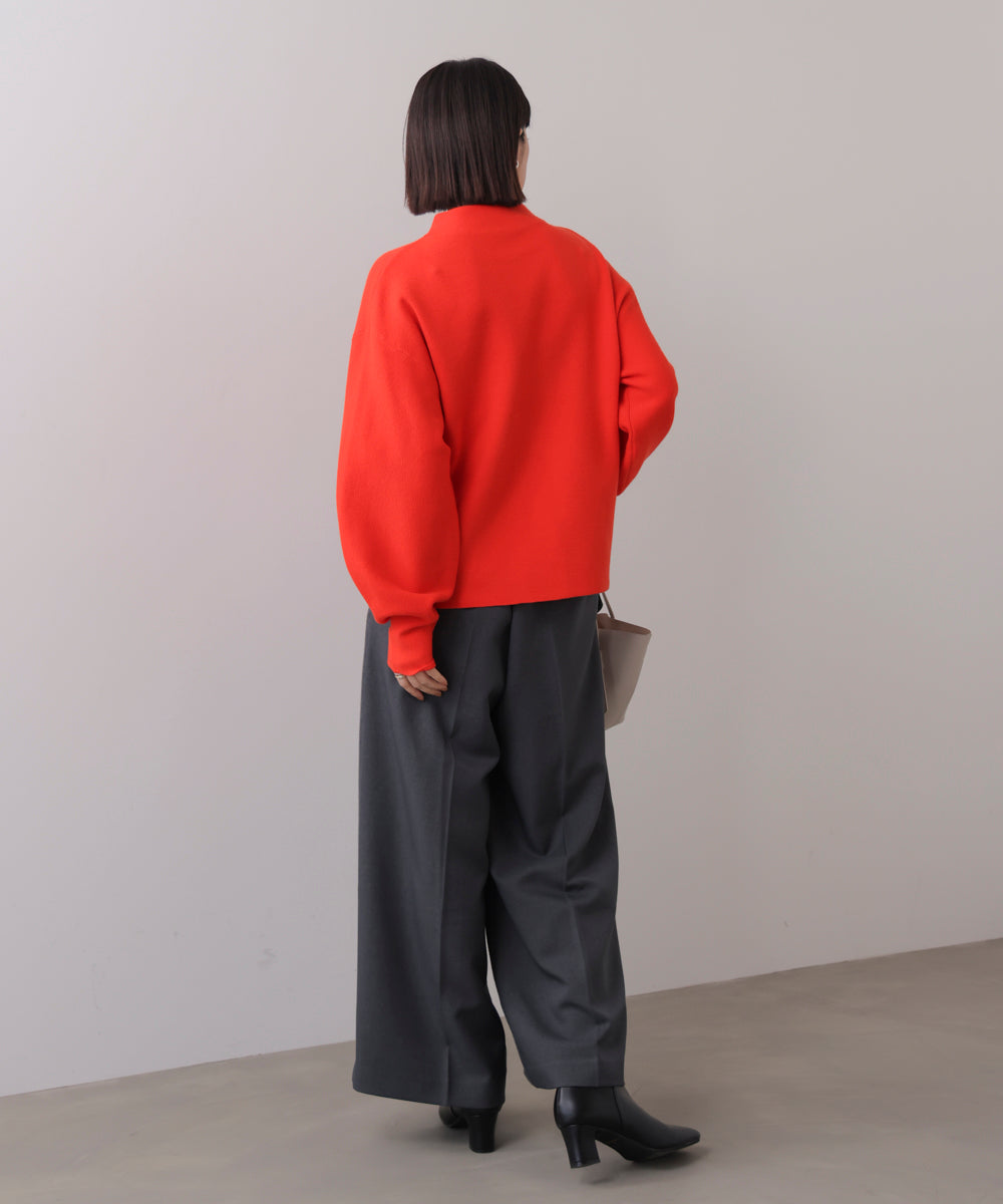 袖バルーンジャガードニットプルオーバー