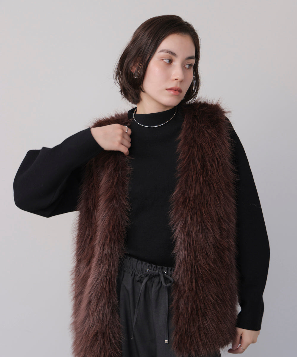 袖バルーンジャガードニットプルオーバー