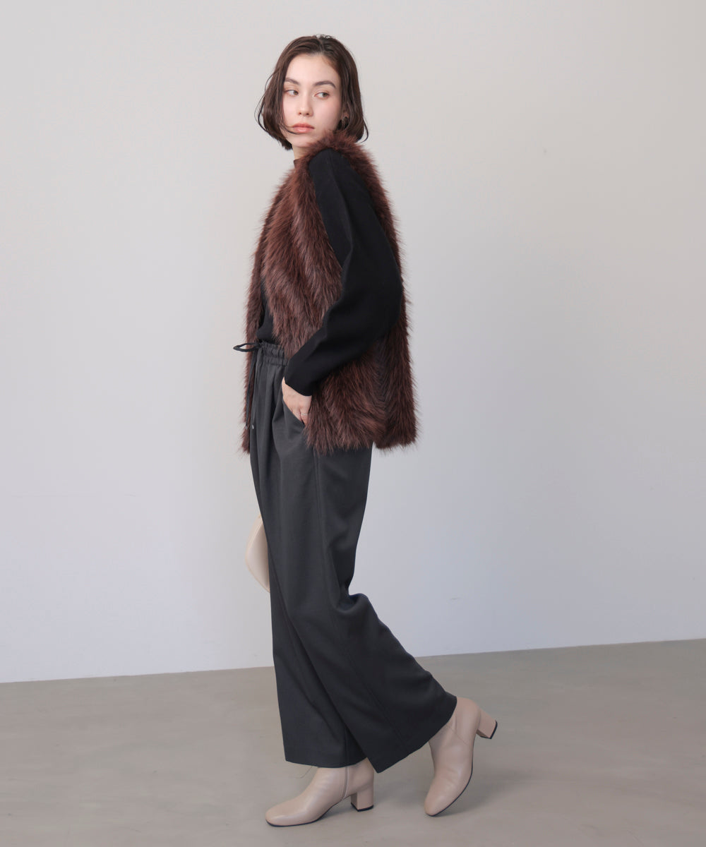 袖バルーンジャガードニットプルオーバー