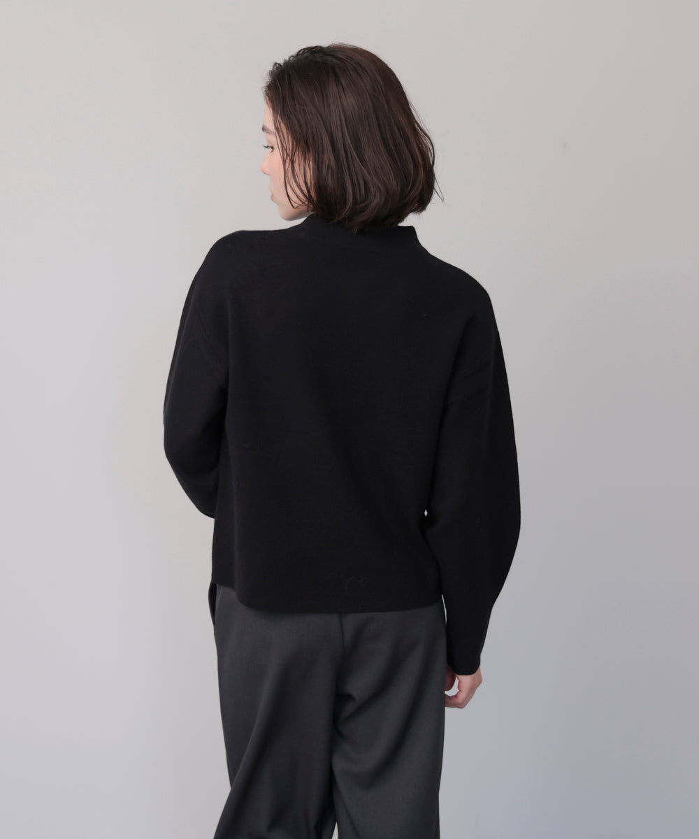 袖バルーンジャガードニットプルオーバー