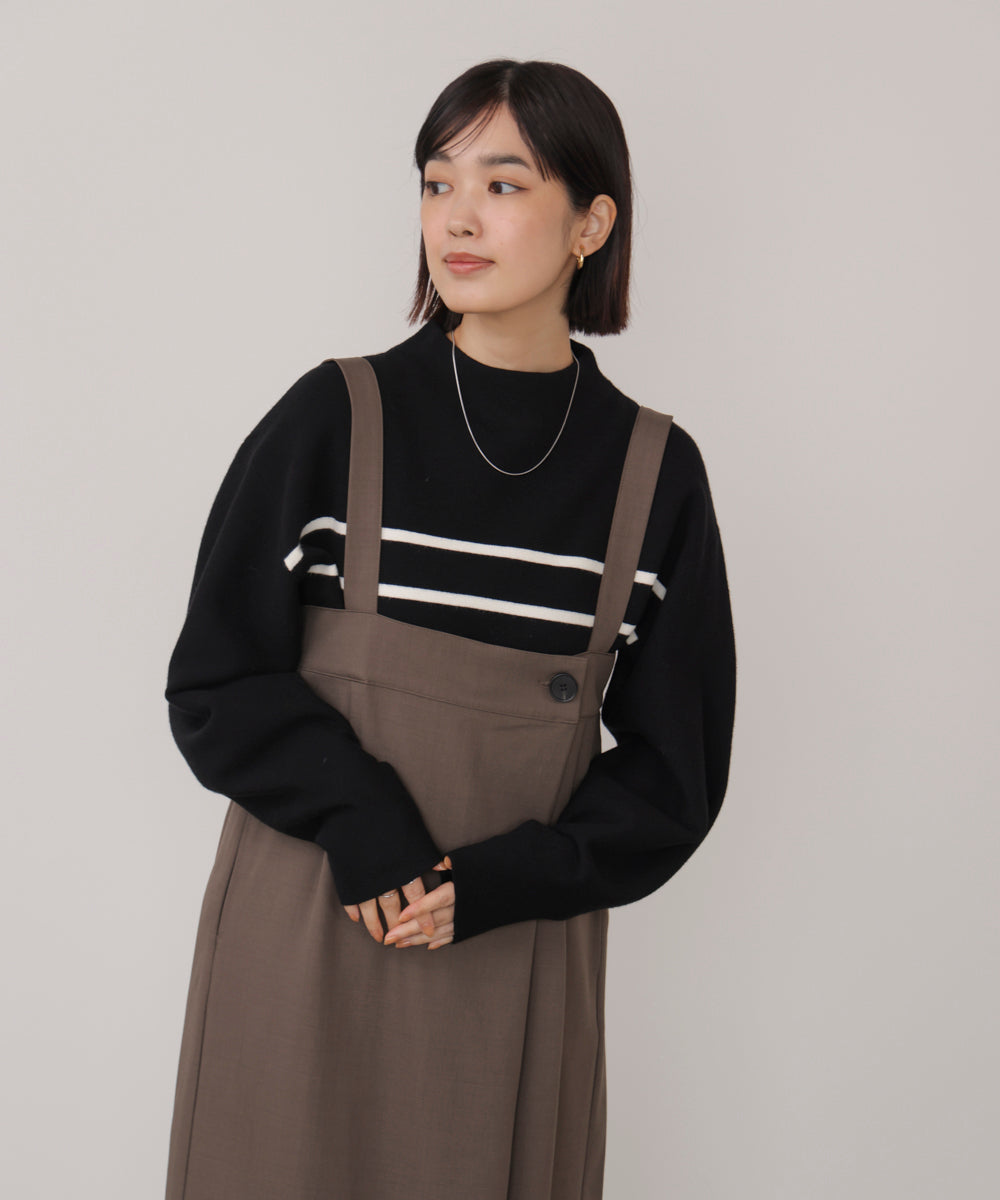 袖バルーンジャガードニットプルオーバー