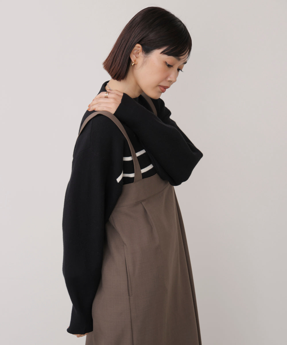 袖バルーンジャガードニットプルオーバー