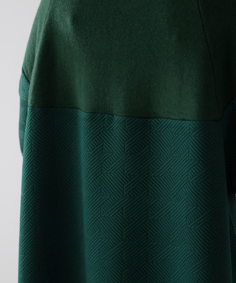 膨れジャガード異素材ニットワンピース