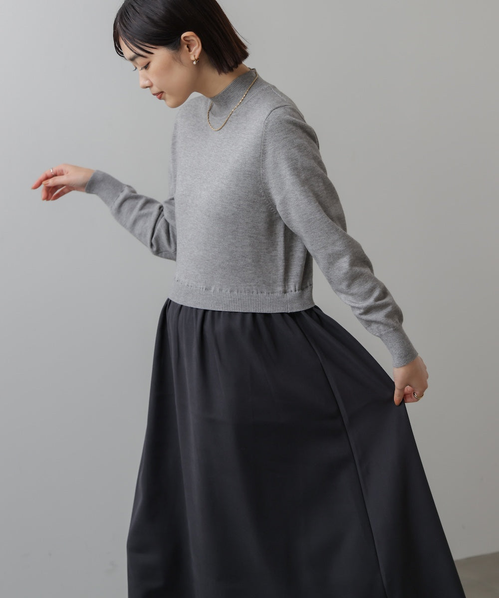 布帛ドッキングニットワンピース