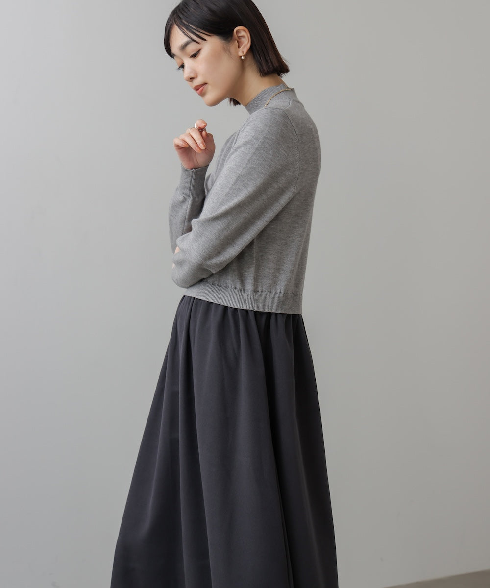 布帛ドッキングニットワンピース