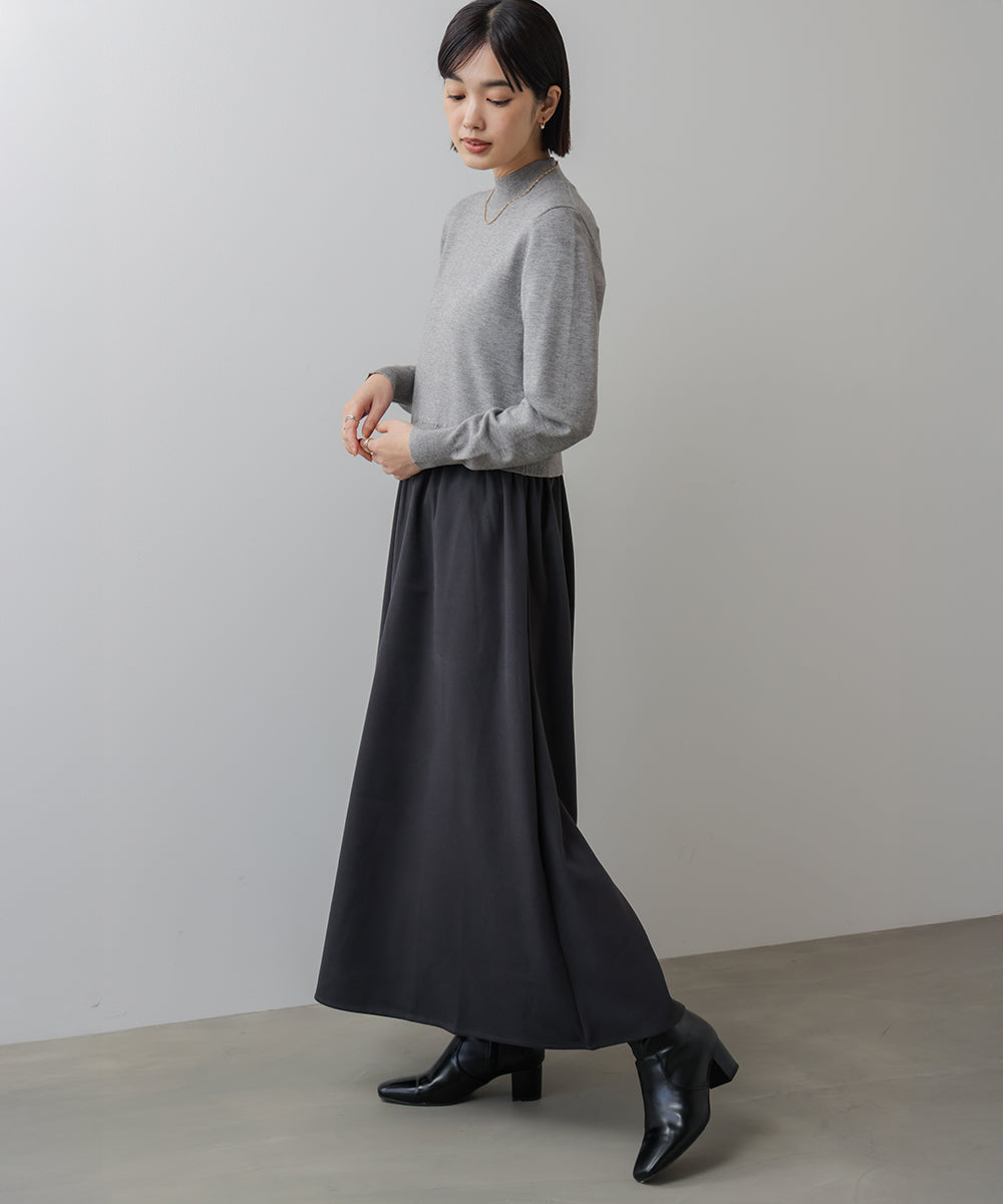 布帛ドッキングニットワンピース